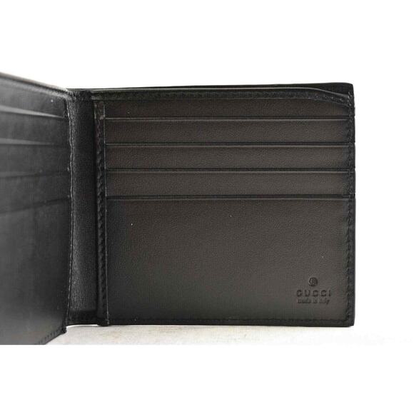 Gucci Signature Black Leather Monogram GG Logo Credit Card Holder Bifold Wallet - Picture 9 of 10